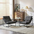 Pair Of Contemporary Corduroy Fabric Accent Chairs With Durable Metal Base