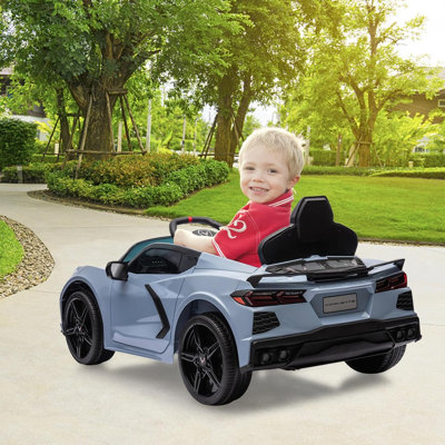 12V Kids Ride On Car, Licensed Corvette Battery Powered Electric Sports Car with Remote, LED, Music & Dashboard