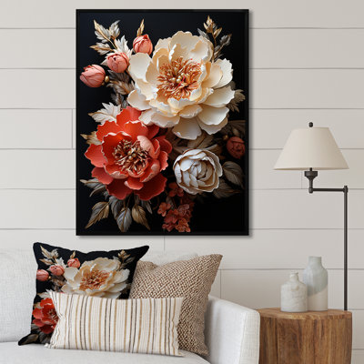 Pivoines colorées en pleine floraison sur toile
