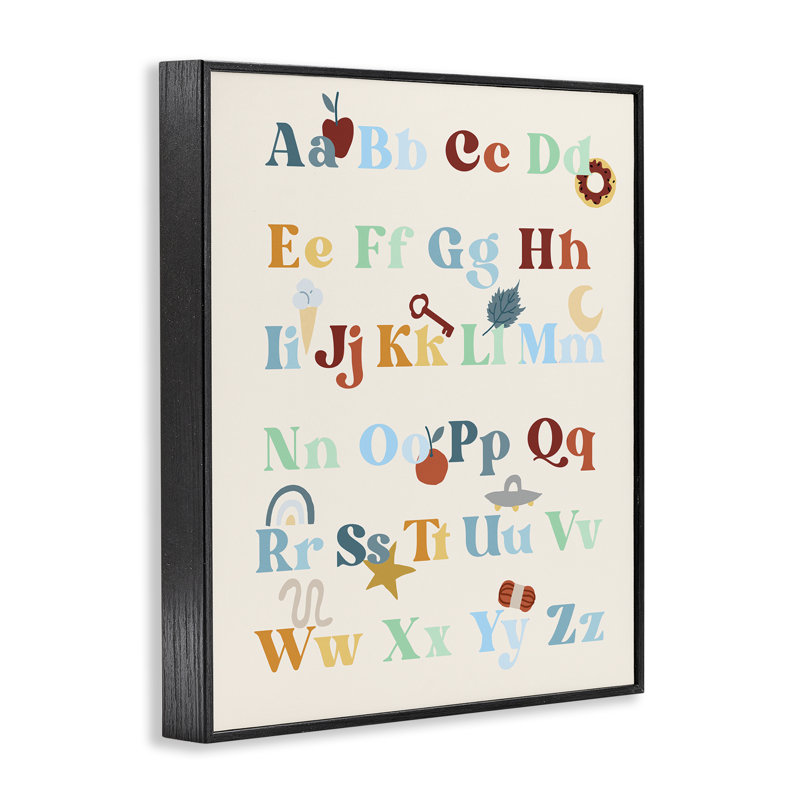 «Boy's Alphabet Charte», estampe numérique encadrée par Daphne Polselli, Giclée encadrée noir minuit, H 14 po x l 11 po