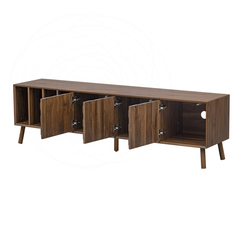 Meuble télé Mid-Century avec treillis et rangement