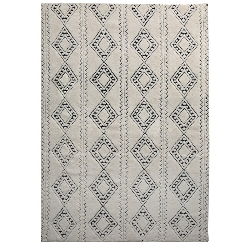 Tapis géométrique beige tissé à plat à la main
