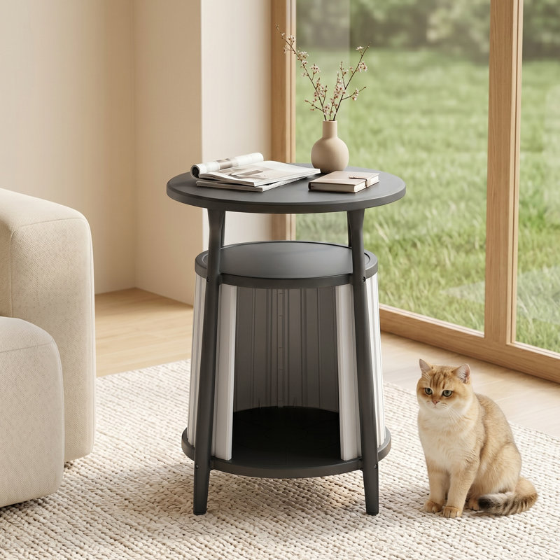 Table d'appoint ronde Cat House, Gris