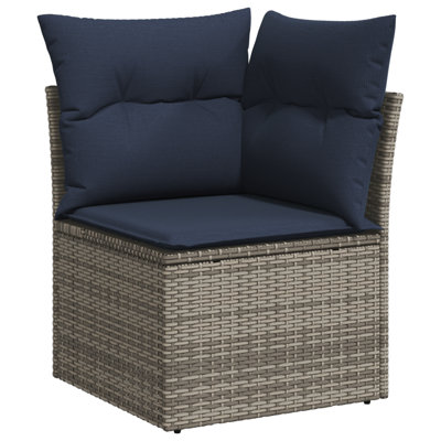 Ensemble de canapé de jardin avec coussin vidaXL 6 pièces synthétique gris: rotin de polyester