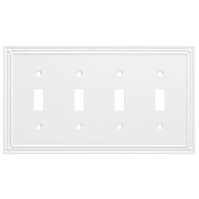 Classic Beaded 4-Gang Toggle Light Switch Wall Plate