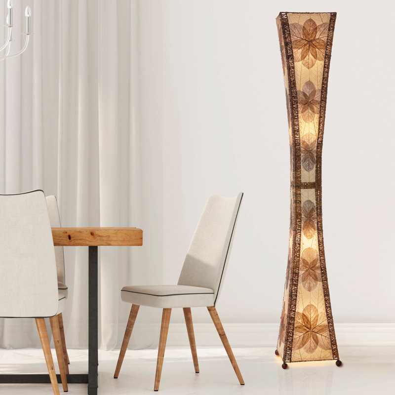 Quintan 72'' Black Column Floor Lamp, Natural
