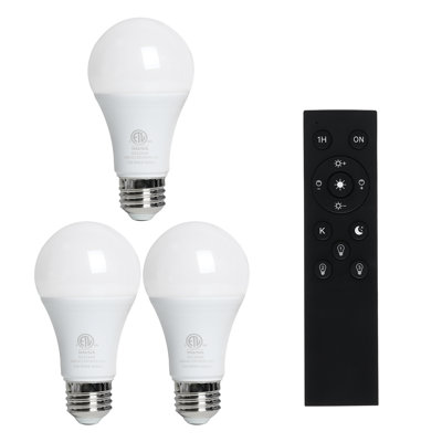 3 ampoules + 1 télécommande incluse, ampoule à DEL E26 de 27 W, 2700 lumens, minuterie, luminosité continue et gradation CCT 3000K-6500K, durée de vie CRI95,30000 heures