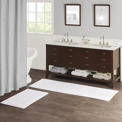 100% Cotton Tufted 3000 GSM Reversible Bath Rug White 21X34"