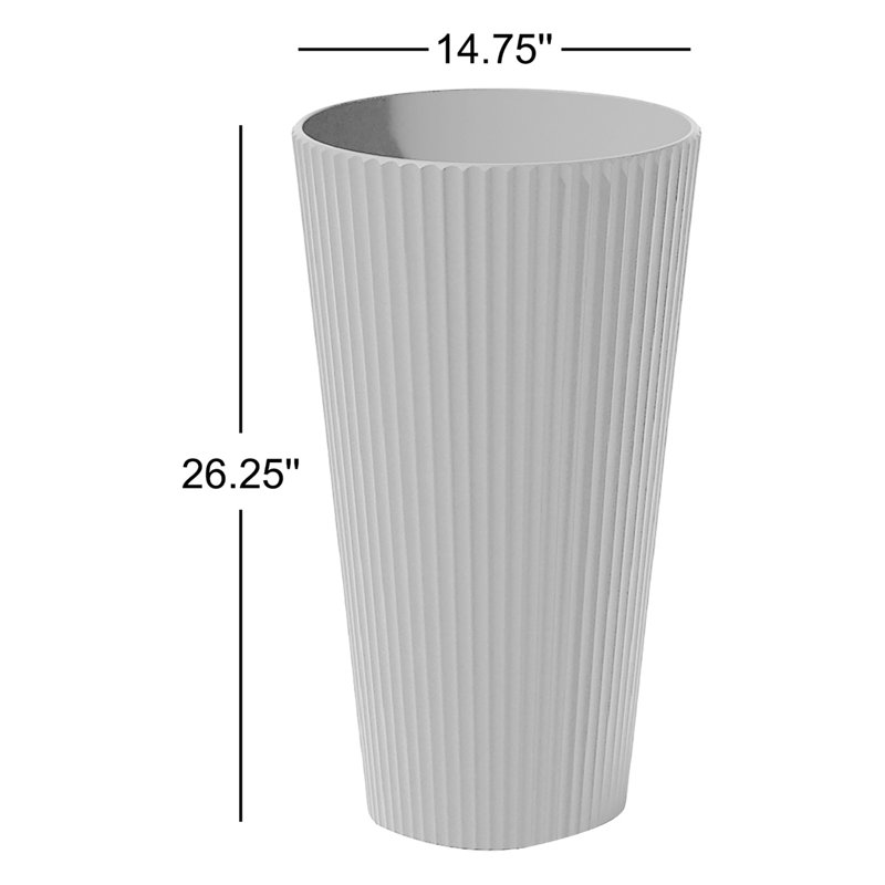 Pot de fleurs intérieur / extérieur en plastique 26,6 po Demi, 2, Noir