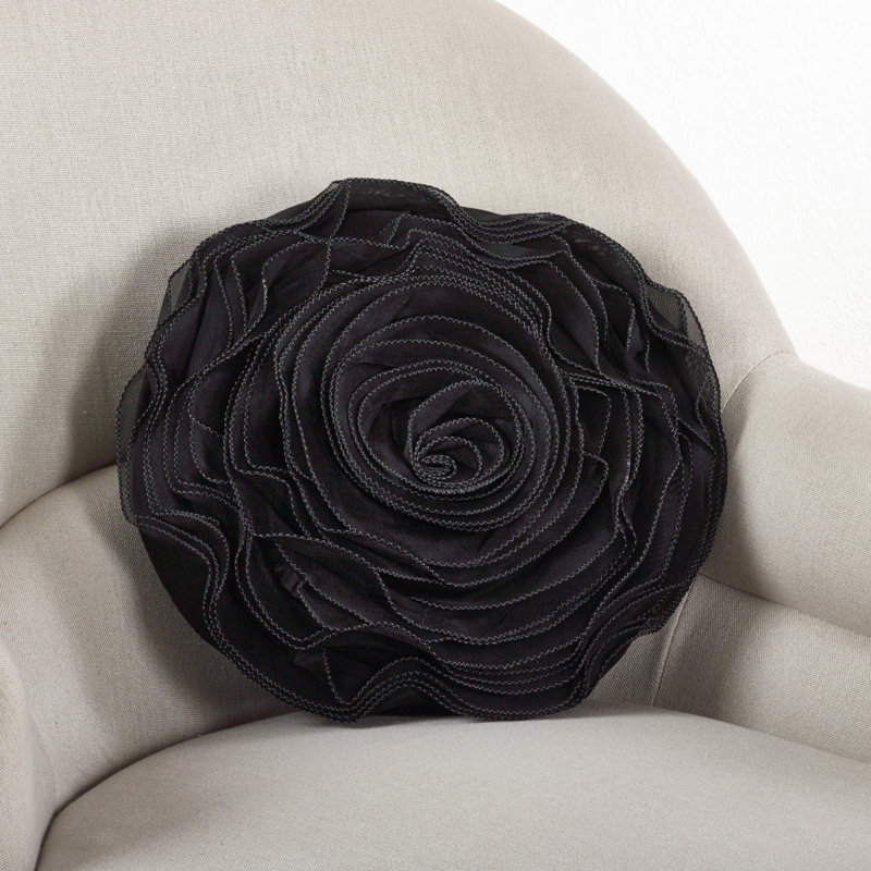 Coussin et housse de coussin fantaisie, Noir, H 16 po x l 16 po