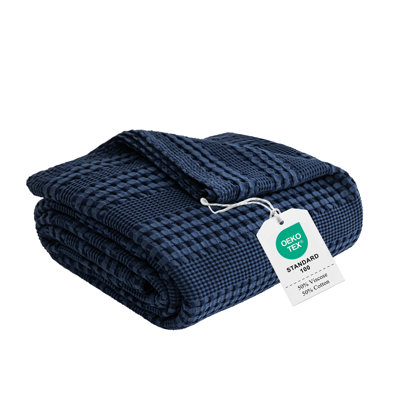 Jeté de lit en coton et viscose tissés gaufrés