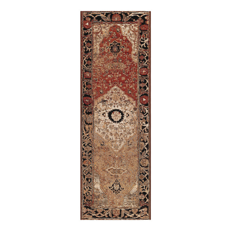 Oriental Machine Made Power Loom Rectangle 5'1" x 8' Polypropylene Plastic Indoor / Outdoor Area Rug in Brown/Beige/Navy