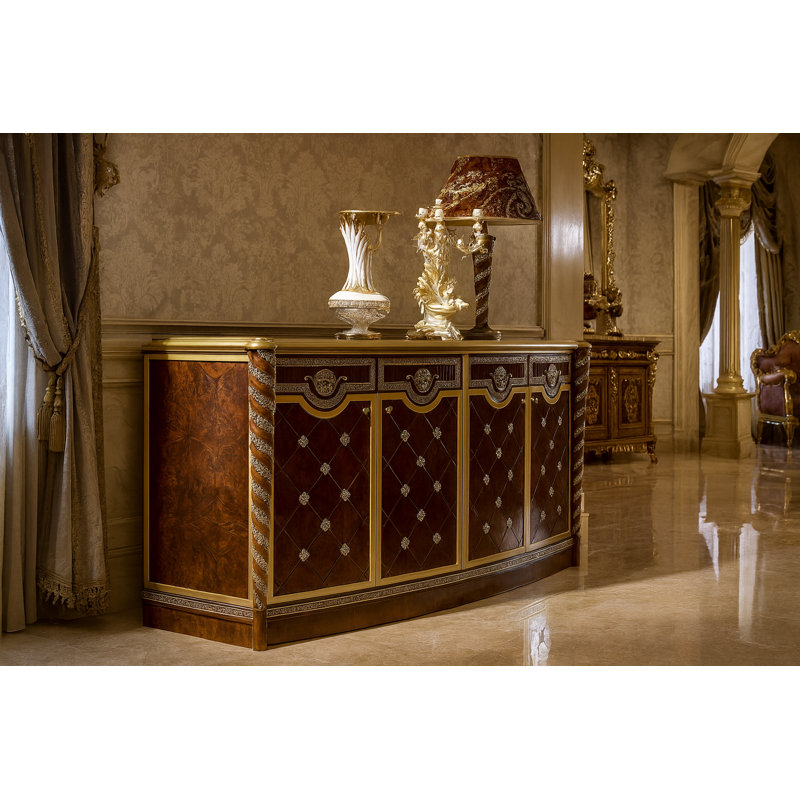 Buffet luxueux de style italien fabriqué à la main avec des accents dorés