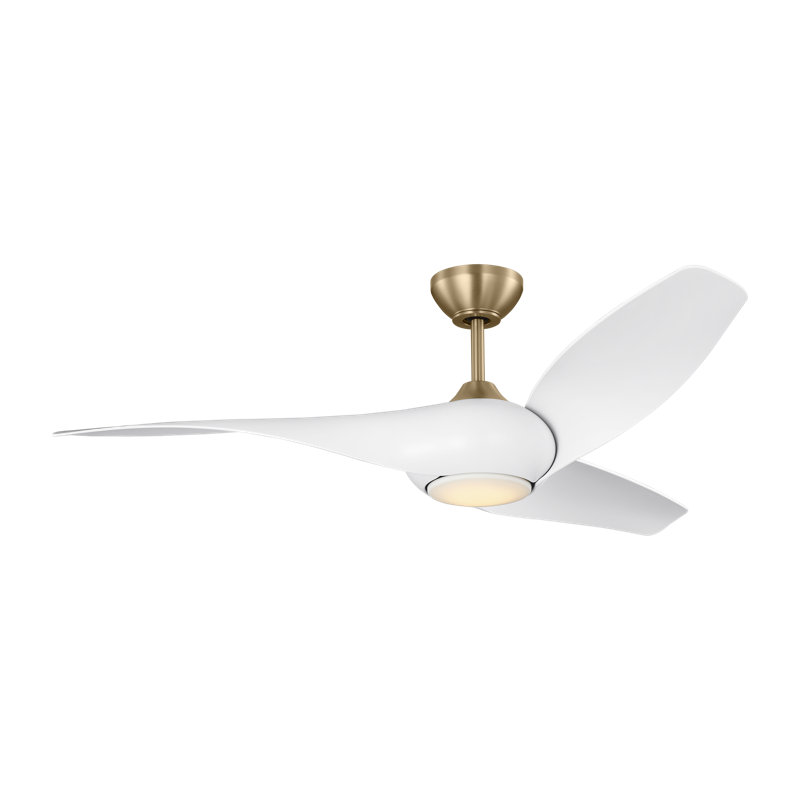 Topan Smart 52 LED Indoor Ceiling Fan with Threaded Downrod, ABS blades and Handheld Remote, Burnished Brass/Matte White