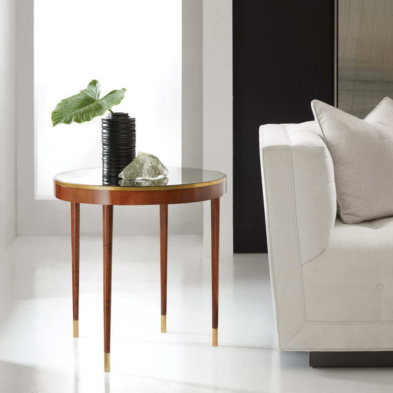 Modern History End Table, Brown/Gold