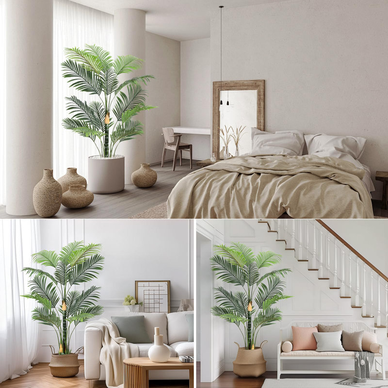 6FT Artificial Palm Tree,Fake Tree With Black Planter