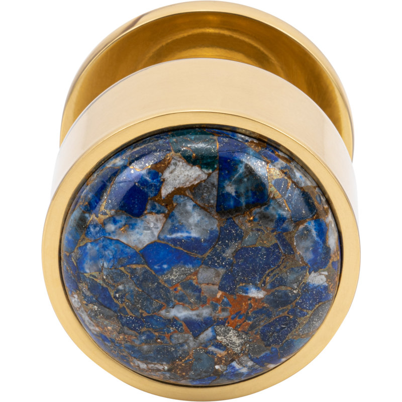 Firesky Diameter Knob, Polished Brass, Mohave Lapis, 1 1/8"