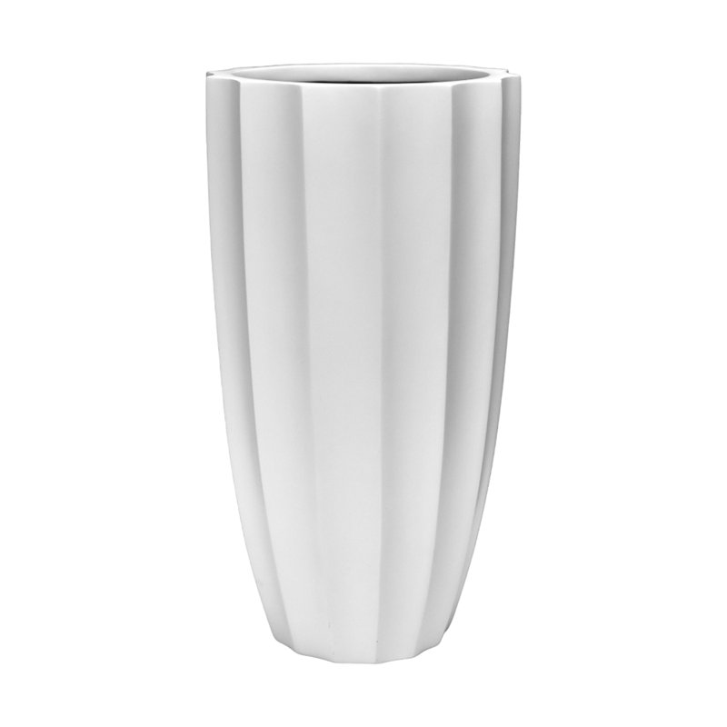 Pot à fleurs en fibre de verre, Blanc, H 30 po x l 17 po x P 17 po