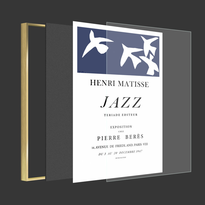 Matisse Aesthetic Abstract - Art textuel sur toile, H 16 po x l 12 po x P 1,5 po, Encadrement doré