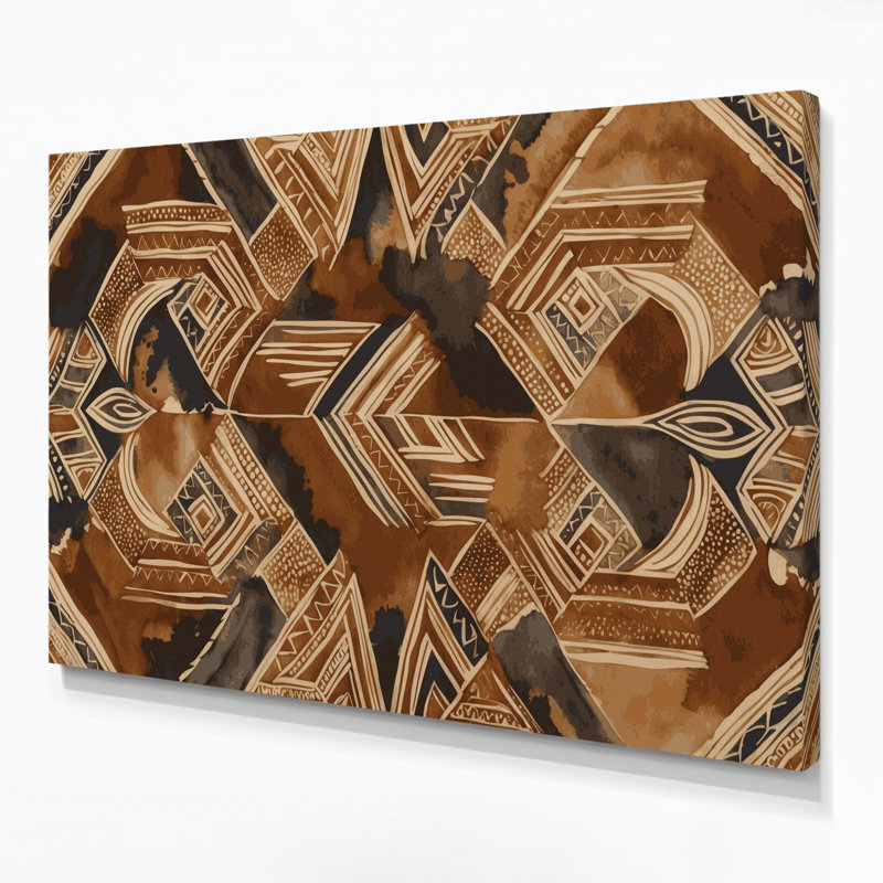 Toile hawaïenne tapa brune, art mural, H 8 po x l 10 po