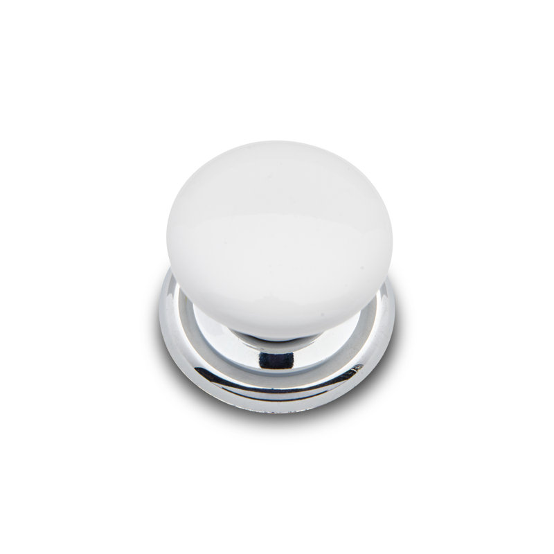 CK Series 1 1/4" Diameter Mushroom Knob, White / Chrome