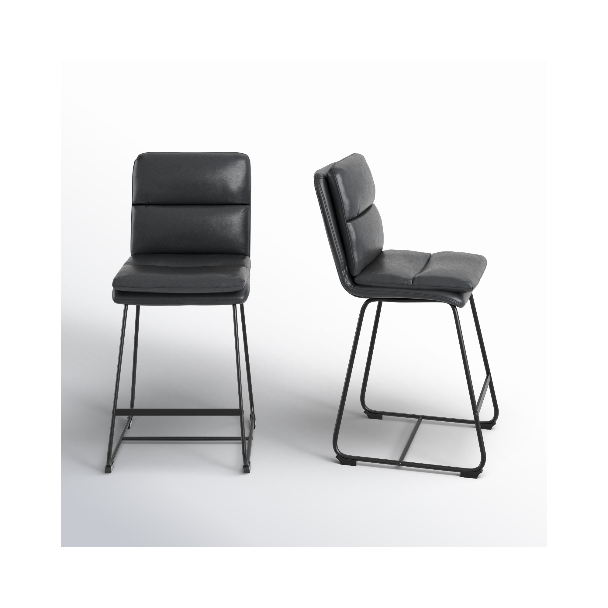 Volana Bar & Counter Stool, Grey Faux Leather, Counter Stool (26.5" Seat Height)