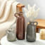 Ensemble de 3 vases en céramique avec poignées, vases de style maison de campagne rustique pour table moderne, manteau de cheminée, tablette et vestibule Boho