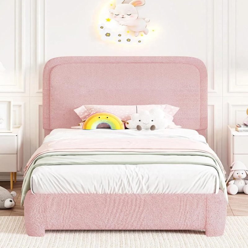 Cadre de lit, structure de lit plateforme tapissier avec tête de lit Boucle, style moderne