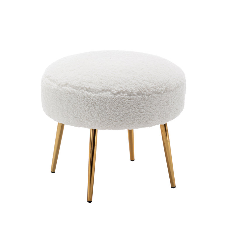 Repose-pieds en tissu Rabiha Teddy, Blanc
