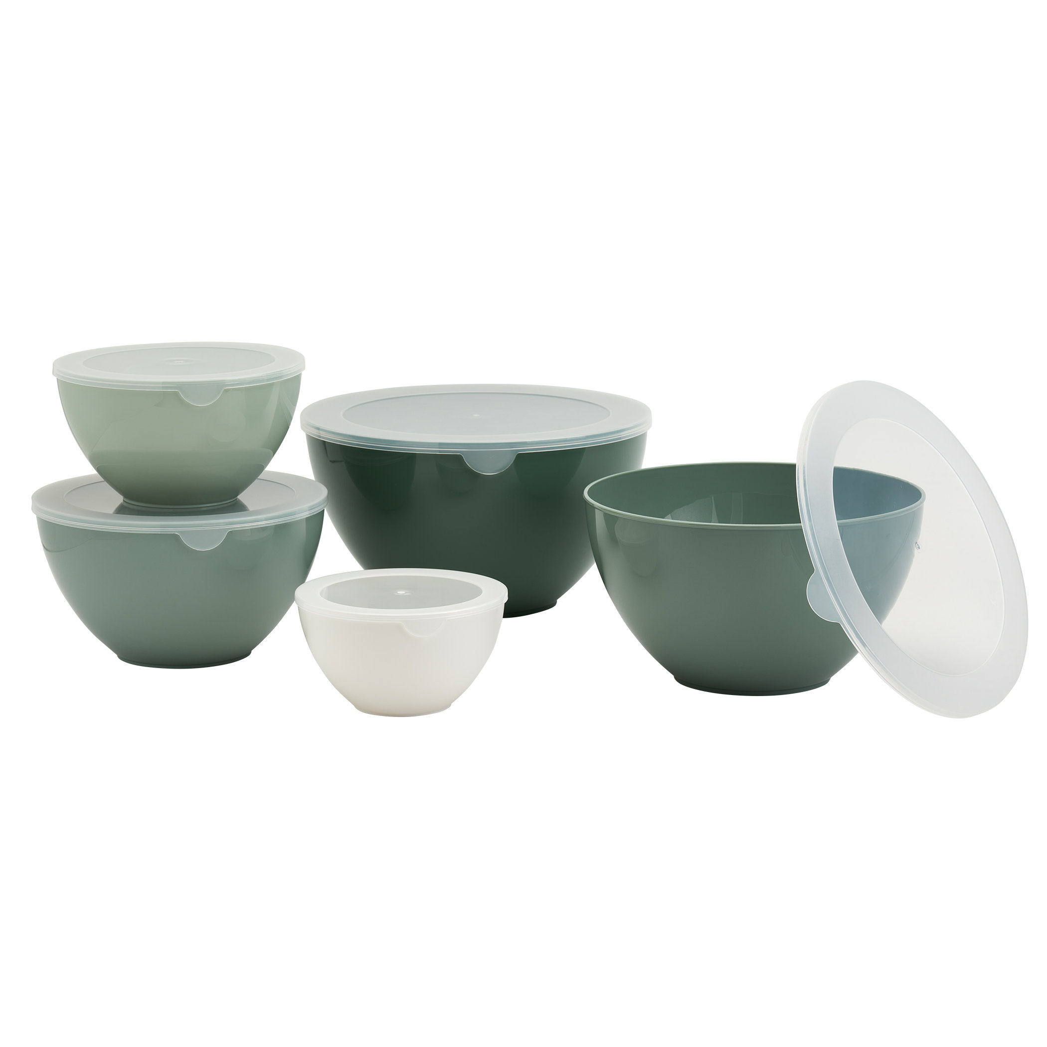 Cook with Color Prep Bowls with Lids- Wide Mixing Bowls Nesting Plastic Small Mixing Bowl Set with Lids (Green)