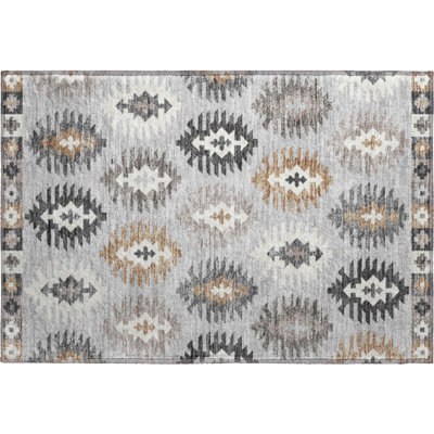 Premium Machine Washable Prisco Silver Rug