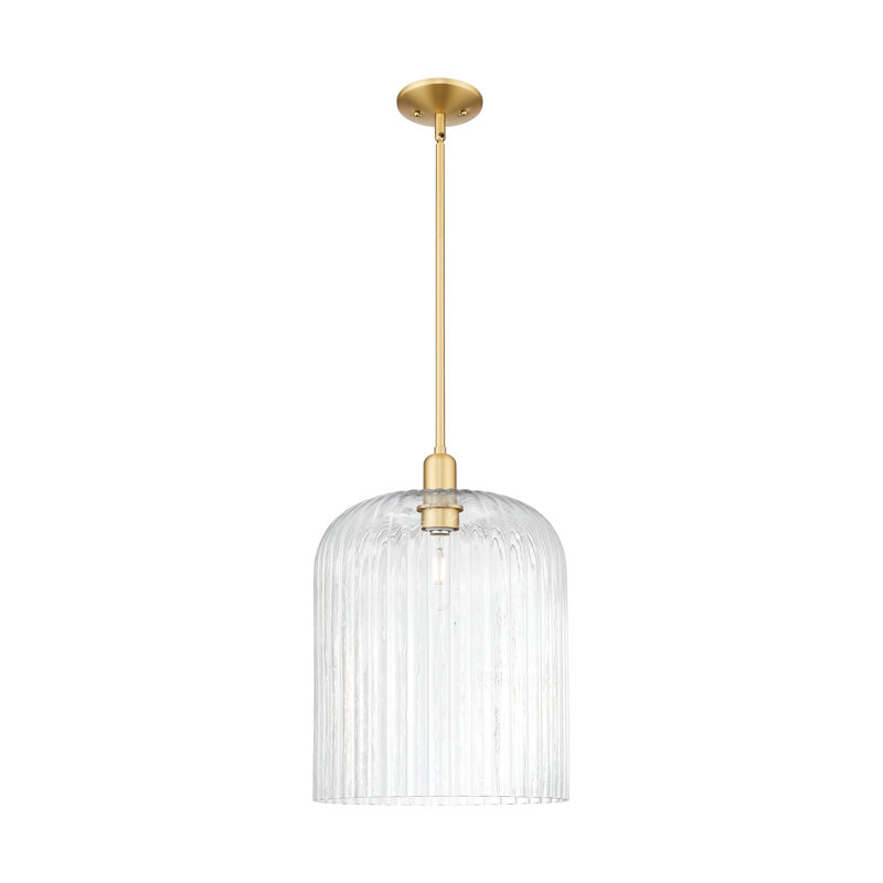 Downtown Urban - Voile de mariée - Mini-luminaire suspendu 1 tige, H 18 po x l 12 po x P 12 po, Clair, Or satiné