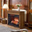 Foyer électrique de 28 po avec manteau de cheminée Winston Porter - foyer à quartz infrarouge avec roulettes et télécommande - flamme et bûche réalistes - luminosité de flamme réglable - foyer pour le salon, chêne caramel