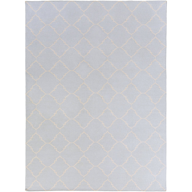 Tapis bleu ciel light handwoven à tissage plat Kramer, Rectangle 8 pi x 11 pi