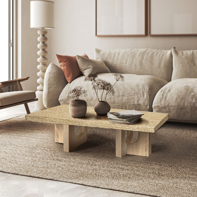 Table basse rectangulaire en rotin