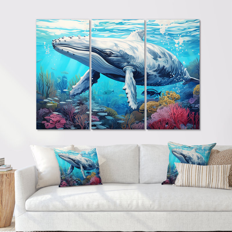 Ensemble de décoration murale Wale Tranquility Oasis - Corail sous l'eau, H 28 po x l 36 po