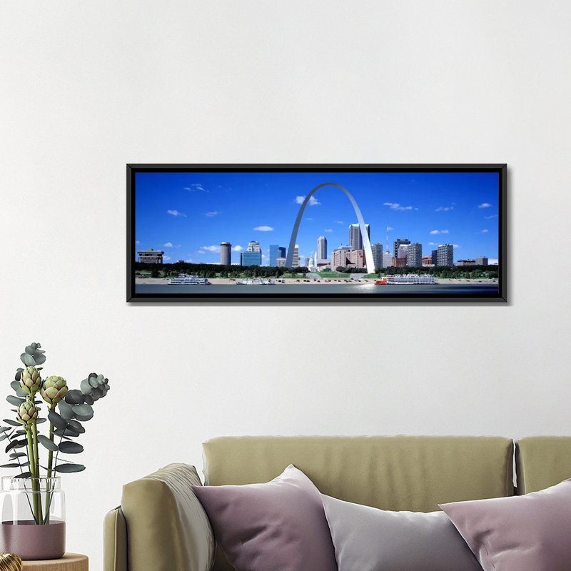 Horizon panoramique, st louis, impression de photos sur toile, H 16 po x l 48 po x P 1,5 po, Cadre noir
