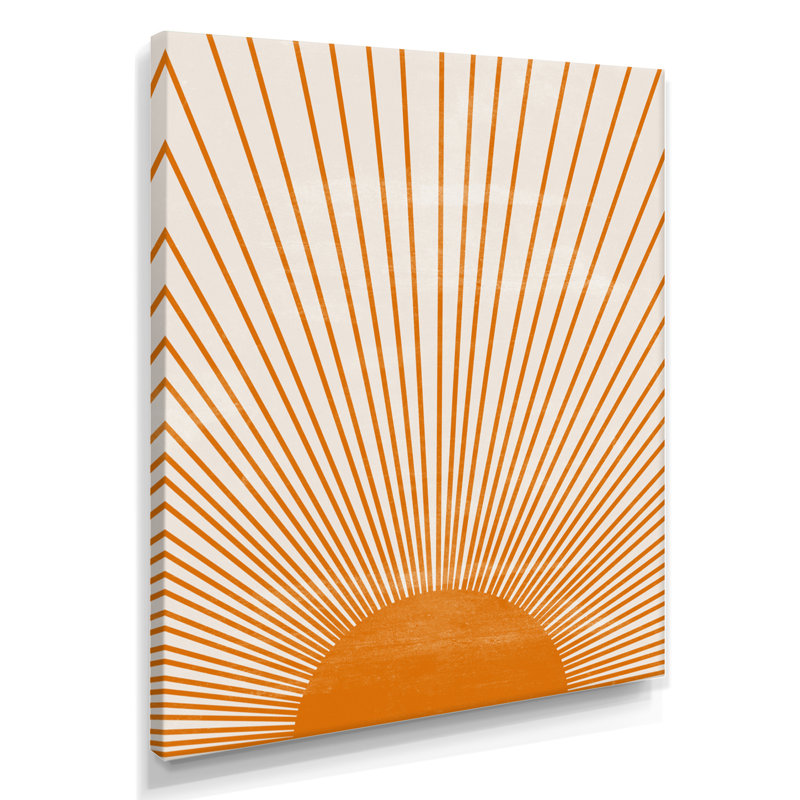 Soleil, art mural sur toile, impression graphique minimaliste orange - Orange Sun Print III, H 20 po x l 12 po, Toile tendue