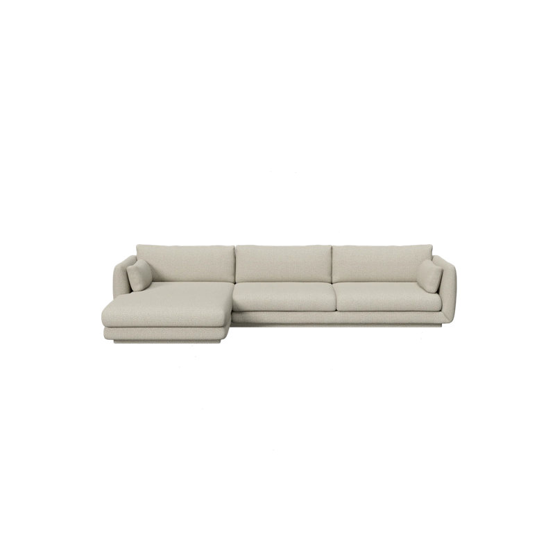 Bloom 3-Seater Sofa W/Chaise Lounge Left & Plinth, Light Gray Cane-line Ambience, 29.6" H x 143.4" W x 67" D