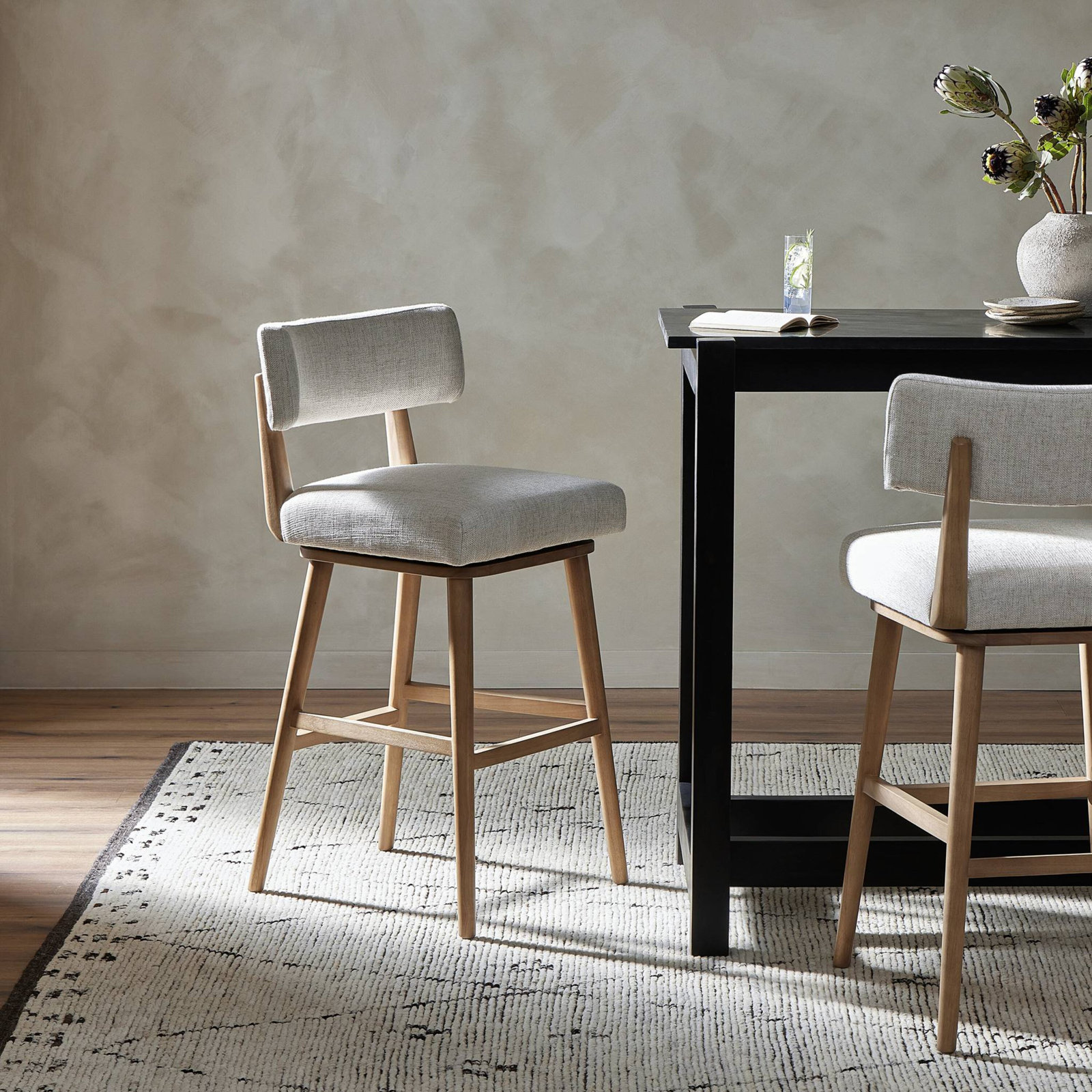 Lando Swivel Bar Stool, Counter Stool (27" Seat Height), Essence Natural