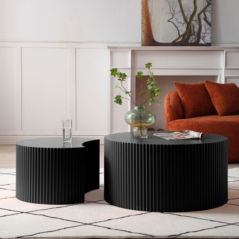 Berneice Drum 2 Nesting Tables, Black
