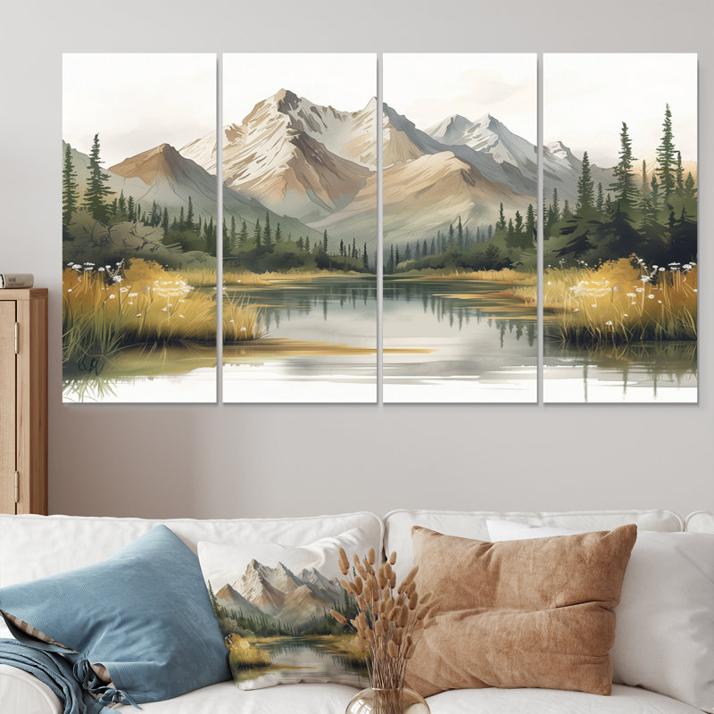 Alaska Winter River Into Denali National Park II - Alaska Canvas Art Set, 32" H x 64" W