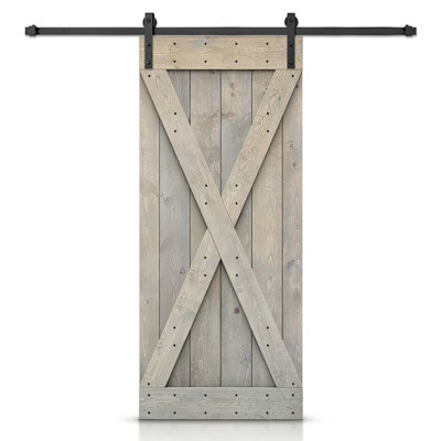 Porte de grange à panneaux et en bois avec quincaillerie d'installation