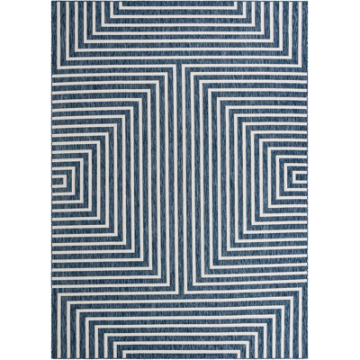 Tapis bleu contemporain Odawa