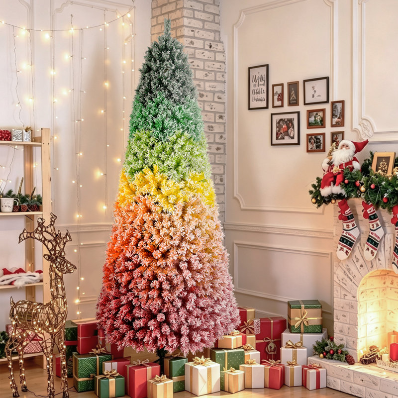 Arbre de Noël artificiel à charnière pastel, 6' H