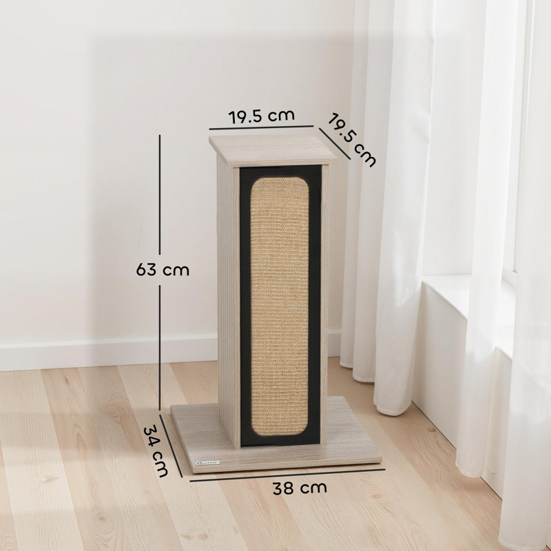 Cat Scratching Post 63cm with Replaceable Scratching Board, Top Perch, Sisal Scratch Mat