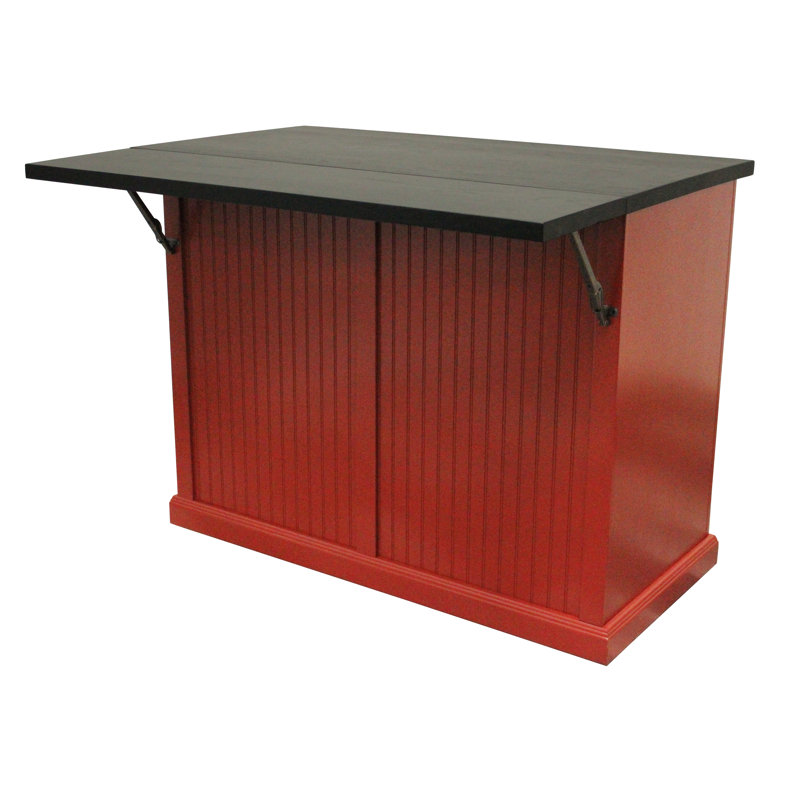 Repass Solid Wood Top Kitchen Island, Burnt Red/Antique Black
