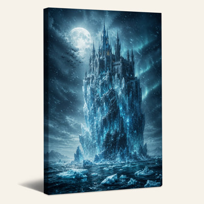 Impression sur toile, "Château fantastique sur glace cristalline sous Halloween"
