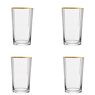 10 Strawberry Street Grace Gold Rim Glassware, Hiball