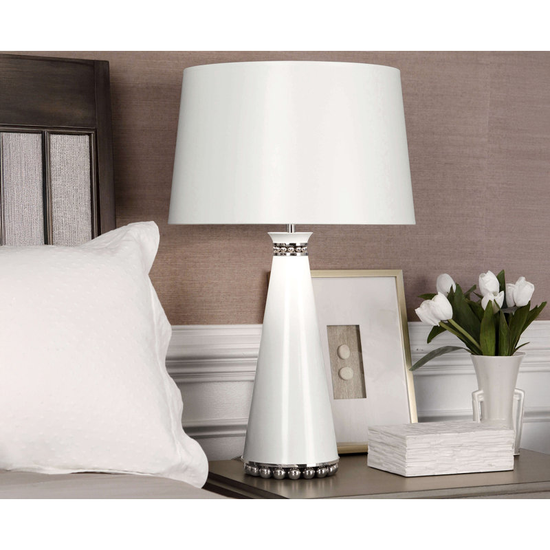Pearl Table Lamp, Navy Polished Nickel Base/Navy Shade